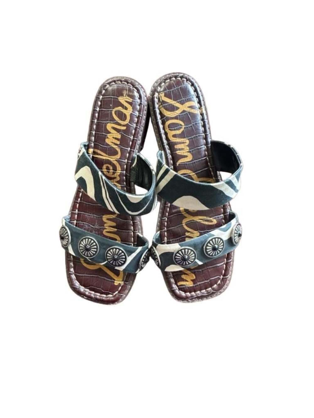 Sam Edelman Hera Zebra Print Embellished Slide Sandals